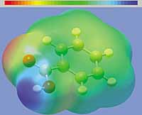 Data-grafisk molekylmodell med elektrontetthet